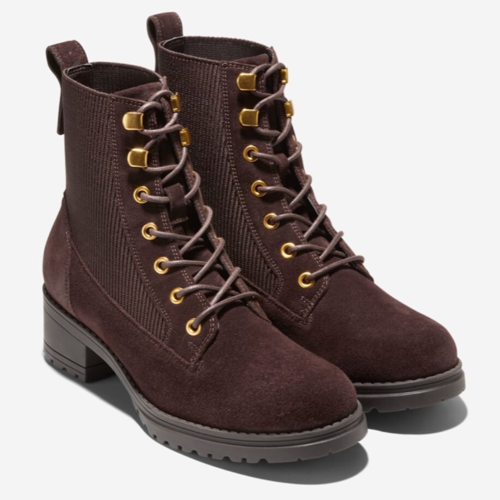 Cole Haan Camea Combat Boot II Size 6 Dark Chocolate